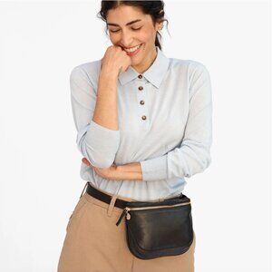 Clare V. Pebbled Black Leather Crossbody Fanny Pack with Gold Hardware NWOT